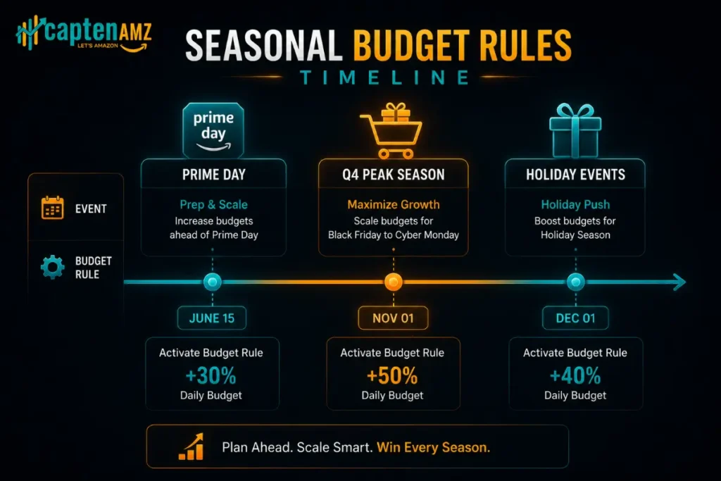 Calendar-style graphic showing Prime Day, Q4,